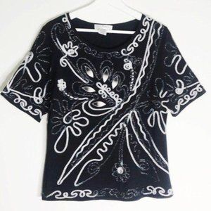 Vintage Metallic Embellished Tee Once Again L